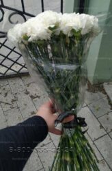 Траурный букет из 50 белых гвоздик